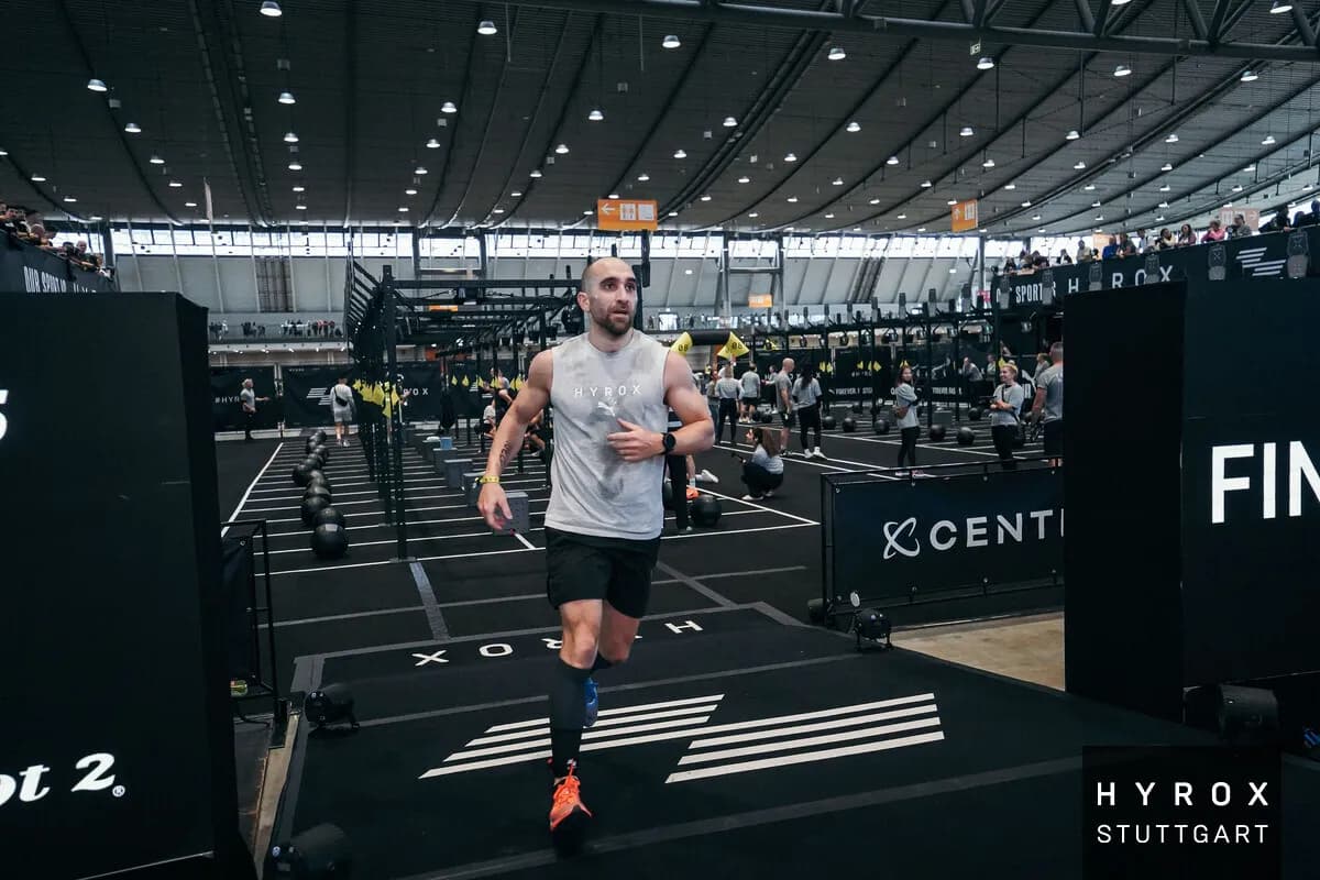 William Boirat running at HYROX Stuttgart